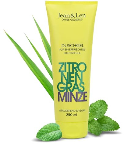 Jean & Len Vitalisierendes Duschgel Zitronengras & Minze, sanftes Reinigungserlebnis, für ein spürbar belebtes Hautgefühl, frischer Duft, ohne Parabene & Silikone, veganes Duschgel, 250 ml