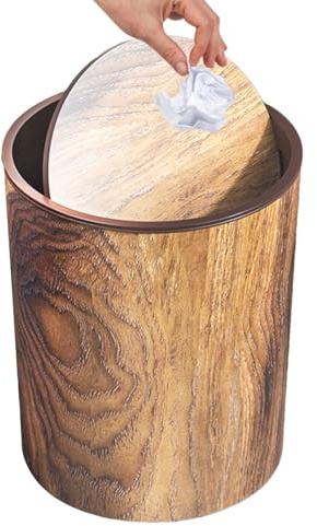 JIEBWCHA Cestello Per Rifiuti Stile Retrò, 22x22x26 Cm Ampia Capacità Contenitore Per Raccolta Rifiuti Con Finitura Effetto Legno Per Carta E Rifiutis, Utilizzo In Casa, Ufficio, Camera Da Letto