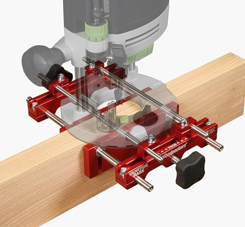 Woodpeckers Mortise Base, Dual-Fence Adjustable Router Base for Precise Mortising and Edge Guiding, Fits Plunge Routers with 3/8 Guide Rods, Aluminum & Stainless Construction, Made in USA MB-38