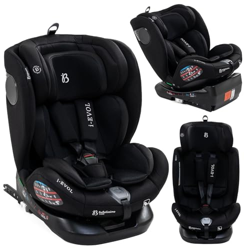 BBL - Seggiolino auto Isofix - girevole 360° - 40-150 cm - 0-36kg i- size Evol nero