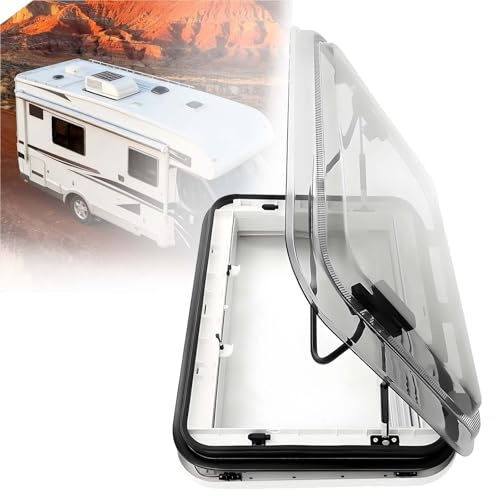 Ventilación de Techo de Caravana, Ventana de Techo para Camping-Car Deslizante, Interior ABS Unibody, Marco Aluminio, Acrílico de Doble Capa, Red, Fácil Instalación 25-60mm(500*500mm)