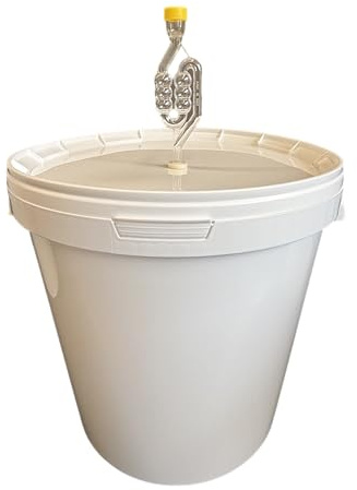 SILPLAST Fermenteringsbehållare 30 l fermenteringsbehållare med jäsrör lock tätningsgummi jäskorg hink hink för öl vin eller nät livsmedelssäker trädgårdsballong perfekt för hobbybryggare vit