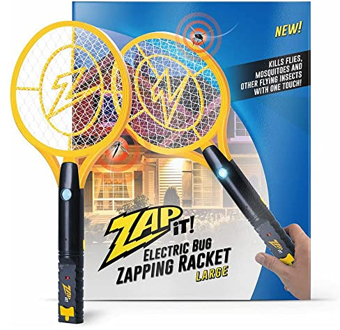 ZAP IT! Tueur de moustiques Rechargeable, Tueur de Mouches, piège à Mouches électrique 4 000 Volts de Charge USB, lumière LED Super Brillante pour Zapper dans l'obscurité (Grande)