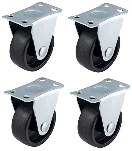 Bulldog Castors - 4 ruedas fijas de 40 mm, plástico negro, ruedas pequeñas para muebles, electrodomésticos y equipos, máximo 100 kg por juego