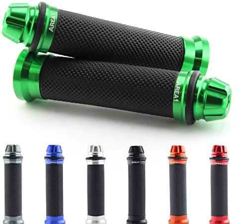 Area1 universal Motorrad Motorroller Lenkergriffe Griffe Griffgummis 2 Stück 1x 22mm + 1x 24-25mm (7/8 / 1 Zoll) (Dome) (Grün) Kompatibel mit KSR