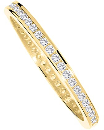 My Gold Goldring Echtes Gelbgold 333 Gold (8 Karat) Zirkonia Zart 3mm Ewigkeitsring Gr.54 Cora R-07950-G301-CZC-whi-W54