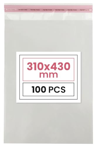 Netuno 100 sachets plats en PP 31 x 43 cm sachets plastiques transparents en polypropylène emballages d'envoi sacs plastiques transparents sacs plats d'expédition sac d'expédition plastique