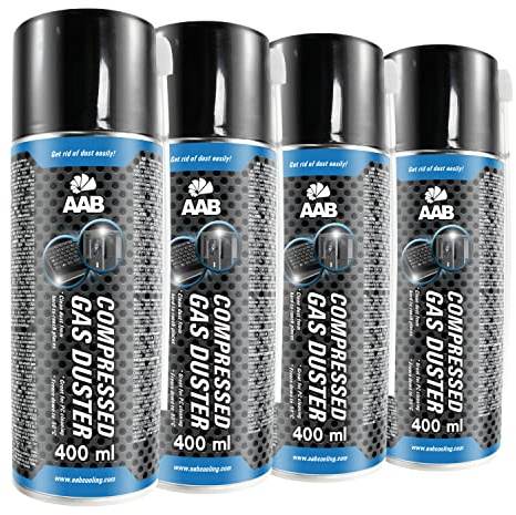 4 x AABCOOLING Bombe Air Sec 400ml, Bouteille Air Comprimé, Nettoyage des Ordinateurs, Dépoussiérant en Spray, Enlève la Poussière, Aérosol sans Odeur, Nettoyant Clavier, Matériel Informatique