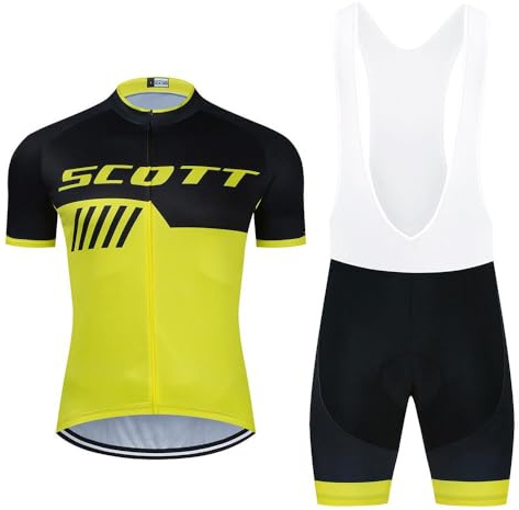Moxilyn Tuta da Bicicletta MTB Estiva da Uomo Traspirante Asciugatura Veloce Manica Corta e Pantaloncini Imbottiti Maglia da Ciclismo con Motivo Leone