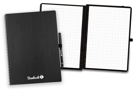 BAMBOOK Taccuino classico originale, formato A4, a quadretti, riutilizzabile, taccuino per appunti, taccuino riutilizzabile