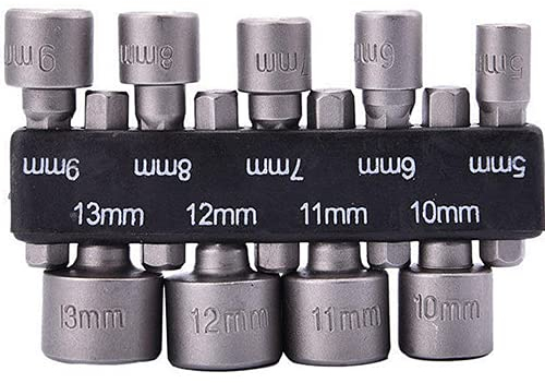 9 Pcs Hex Drill Bits Tools,5-13mm Hex Shank Magnetic Nut Setter Driver, Drill Bit Set Powerful Socket Combination Quick Change Metric Nut Driver Set for ElectricManual Screwdrivers