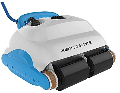 Aspirateur Intelligent Piscine Robot Skimmer Piscine Câble Flottant Nettoyage Pool Lavage Automatique Mur Sol Escalier Idéal pour Piscines Hors Sol Jusqu'à 1250 ㎡,White