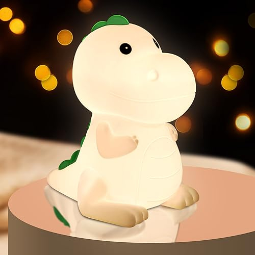 Vicukten Nachtlicht Kinder Dinosaurier Nachtlicht Baby 7 Farben und 3 Helligkeit, Baby Stilllicht Dimmbar, Touch-Steuerung und Wiederaufladbar Nachtlampe, Anti-Glare Lampe für Kinderzimmer