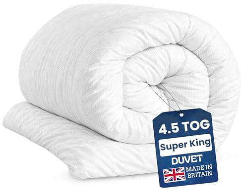 ml MassAri Limited Super King Duvet 4.5 Tog | Cool Summer Duvets for Hot Nights | Made in UK Quilt | Anti-Allergy, Breathable & Hollowfibre Filling Duvet (220x260cm)