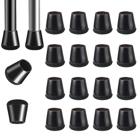 16 Pièces Protection Pied de Chaise Silicone Noir,Patin Chaise,Protege Pied de Chaise avec Tampon Feutré,Tampon Chaise,Patins pour Chaises,pour Sols en Bois Dur et Carrelage(15-21mm)