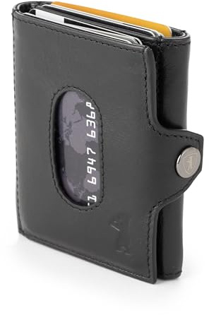 Berliner Bags Premium Slim Wallet Hamburg, Geldbörse Mini Portmonee aus Leder, Geldbeutel mit TÜV-geprüftem RFID-Schutz, für Herren - Schwarz