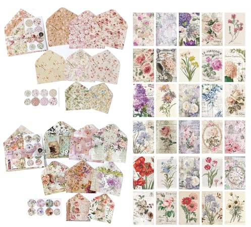 92 Pieces Mini Stationery Paper Envelopes and Sealing Sticker Set