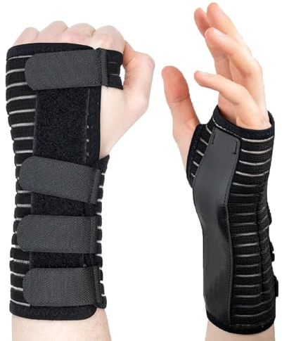 Evapure 1 Wrist Brace with Rigid Splint, Adjustable Compression Strap Support for Carpal Tunnel, Tendonitis & Wrist Pain Relief, Sports Wrist Support for Men & Women (Left Hand, XL, Black)