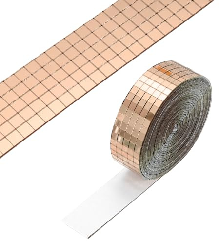 PATIKIL Espejos De Mosaico Autoadhesivos De 5x5mm 3600 Piezas De Mosaico Cuadrado Mini De Vidrio Pegatinas Para DIY Manualidades Bola De Disco Decoración De Fiesta Rosa Dorado