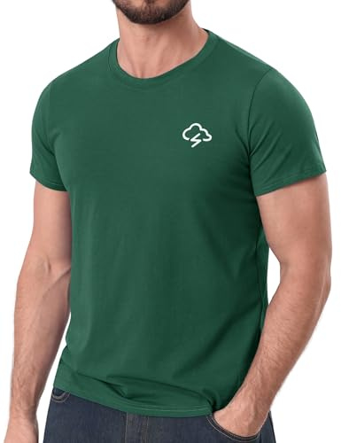 iClosam Camiseta Hombre Algodón Manga Corta Cuello Redondo | 95% algodón 5% elastano, diseños estampados y lisos, para verano y uso diario