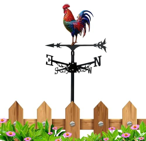 Gallo De Veleta – Veleta Decorativa De Gallo Ďe Hierro, V́eleta Đe Viento Para Montaje En Techo, Indicador D́e Dirección Del Viento D̄e Patio Al Aire Libre, Decoración Del Clima Dé Jardín Ďé Granja Pa