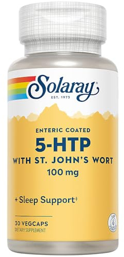 SOLARAY 5-HTP Plus St John's Wort - 30 Enteric-Coated Capsules - 100 mg - 30 Servings