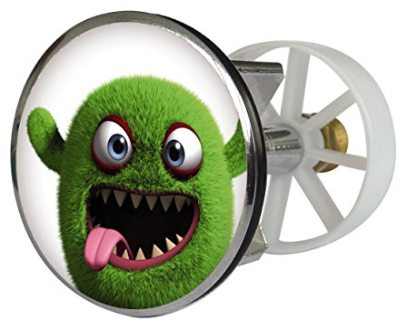 Waschbeckenstöpsel Design Monster Grausi | Abfluss-Stopfen aus Metall | Excenterstopfen | 38 – 40 mm