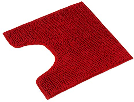 WohnDirect Badematte 45x45cm MIT WC Ausschnitt | Rot | rutschfest & Waschbar, Badezimmerteppich zum Set kombinierbar, Badvorleger, WC Garnitur, Badteppich, Oeko-TEX Zertifiziert