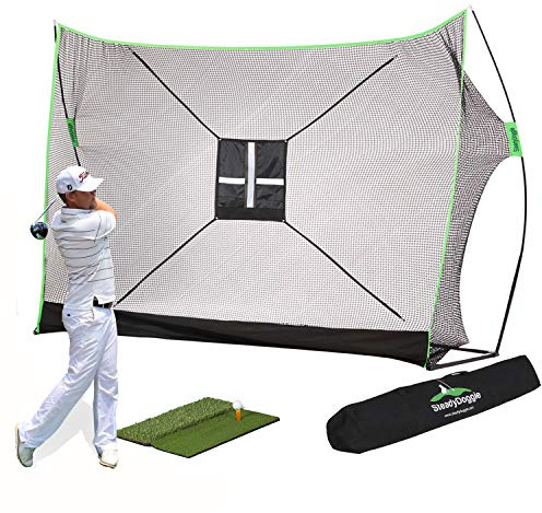 SteadyDoggie Bundle di rete da golf – include rete professionale per esercizi di golf in attesa di brevetto, chipping Target e borsa per il trasporto (bundle in rete)