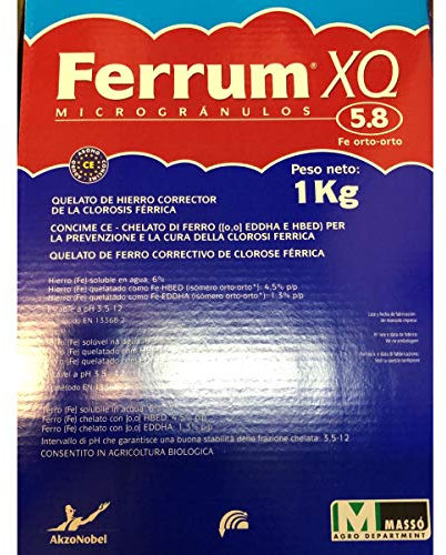 Massò Agro FERRUM XQ 5.8 concime Chelato di Ferro EDDHMA e EDDHA 1 kg correttore della clorosi Ferrica