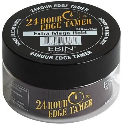 EBIN NEW YORK 24 Hour Edge Tamer Extra Mega Hold 80 ml Strong Edge Control Gel, No Flaking, Sleek Smooth Finish, Long Lasting, Argan & Castor Oil