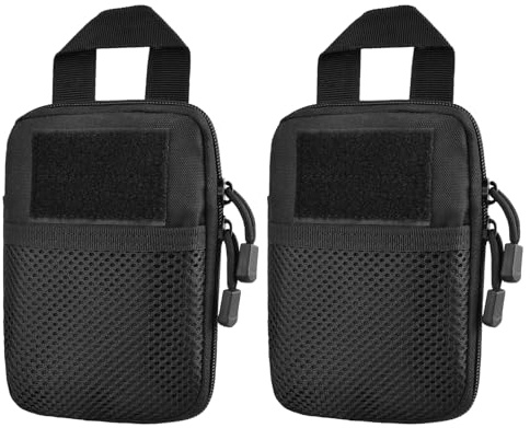 TRIWONDER Taktisk molle-påse 2-pack liten EDC verktygsväska militär utrustning organiseringsväska för ryggsäck, väst, midjeväska (svart)
