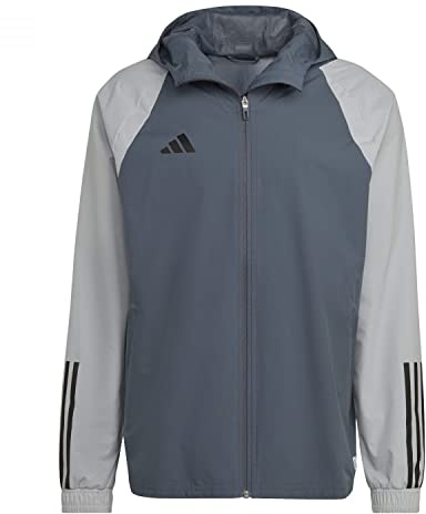 adidas Mens Jacket Tiro 23 Competition All-Weather Jacket, Team Onix/Team Light Grey, HU1320, M