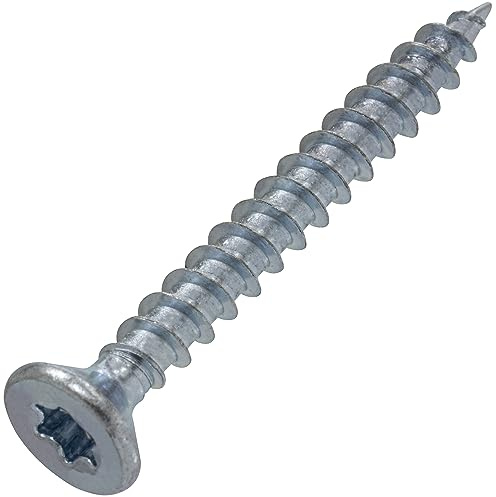 Aerzetix – C68234 set med 25 självgängande träskruvar, Ø 4 x 35 mm med stjärnprägling TX – av galvaniserat stål