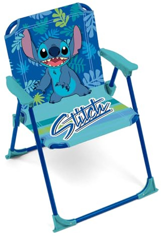 ARDITEX Silla Plegable con Brazos de Stitch de Disney - 38x32x53cm - Adecuado para jardín, Camping, Playa o montaña - Ideal para niños y niñas.