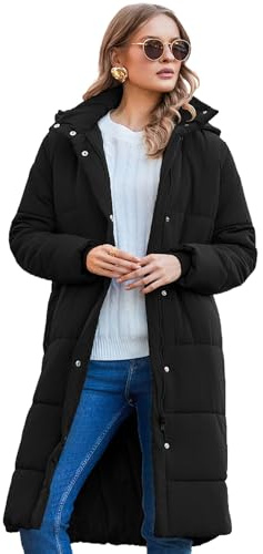 Zeagoo Chaqueta De Invierno Para Mujer Abrigo Acolchado De Invierno Chaqueta Larga Cálida Con Capucha Negro L
