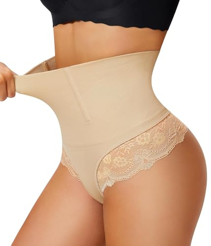 Gotoly Tummy Control Thong Shapewear for Women Seamless Tummy Control Knickers Slimming Shaping Underwear Body Shaper Beige
