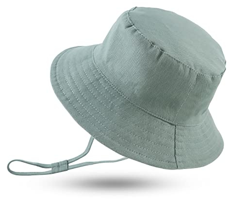 XIAOHAWANG Baby Sonnenmütze Jungen Sonnenhut UV Schutz Baby Mädchen Mütze Sommer Atmungsaktiv Kinder Fischerhut Mit Mesh-Futter(Grün, 50CM(1 à 2 an))