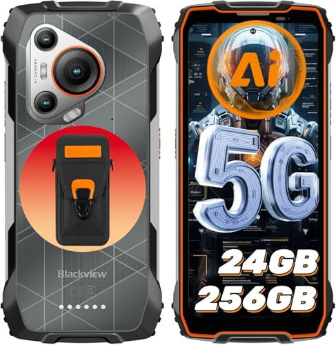 Blackview BL7000 5G Telephone Portable Incassable, Android 15 Smartphone Incassable 6,78''FHD+ 120Hz, 24Go+256Go/2To, Téléphone Chantier 7500mAh, 50MP AI Caméra, NFC/OTG/GPS/357g/Wifi 6/Fingerprint