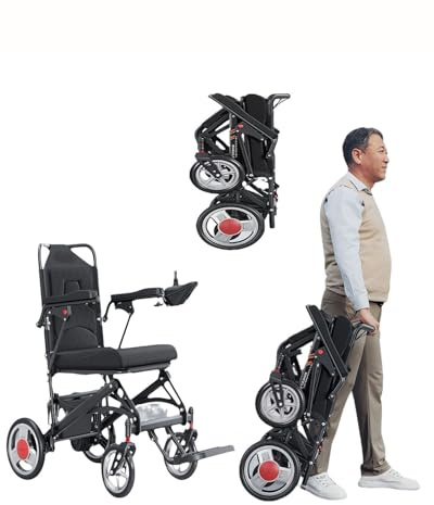 zhyunvd Sedia a rotelle elettrica compatta,Sedia a rotelle elettrica pieghevole in lega di alluminio,Sedia a rotelle leggera elettrica pieghevole sedia a rotelle elettrica,Approvato compagnia,Per