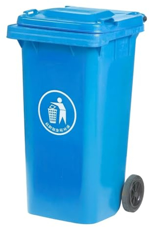 BURAKH Recycling Wheelie Bin Dustbin Rubbish Waste Trash Kitchen Home Office 100L 120L EN840 | Outdoor Rubbish Waste with Wheels | Recycling Food Dustbin (Blue, 120)