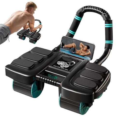 Technodry 4-Wheel Ab Roller with Elbow Support & Automatic Rebound, Core Trainer for Abs & Plank, Home Fitness Equipment