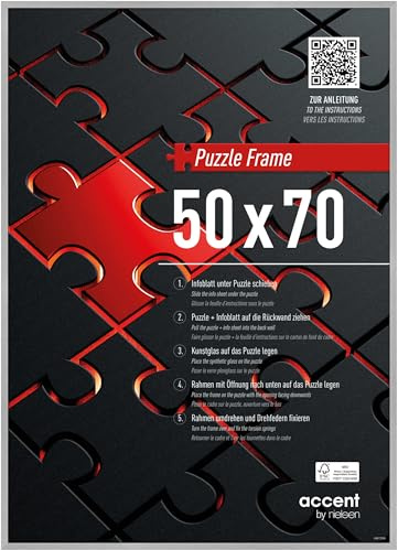 accent by nielsen cornici per puzzle, 50 x 70 cm, alluminio, Estructura Plata Mate, cornice per posterin formato verticale e orizzontale, vetro sintetico, Puzzle