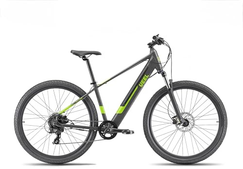 E-Bike Rockblazer 25 BlackGreen, Bicicletta Elettrica, Motore 250W, Fino a 25 Km/h, Batteria estraibile 36V 10.4Ah, Autonomia fino a 60 km, Cambio Shimano 8 marce, Ruote da 29’’ con freni a disco
