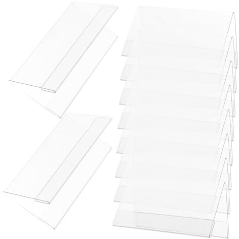 FIXOSHEE Soportes para Tarjetas De Nombre Transparentes v Tipo 12x6 Cm, Plástico Pet Duradero, Doble Cara, para Escritorio y Conferencias, 10 Unidades para Reuniones y Eventos