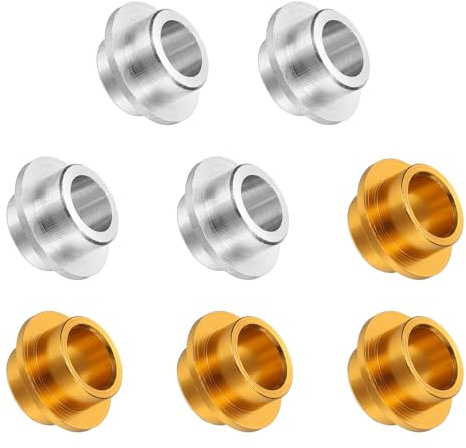 YELARXI Inline Skate Bearing Bushing Spacers, Skate Axles Shaft Spacers Roller Bushing Gasket Wheel Center Bearing Fitting for (Skating/Skateboard) 8mm & 8 Pcs & Aluminum & Gold/Silver