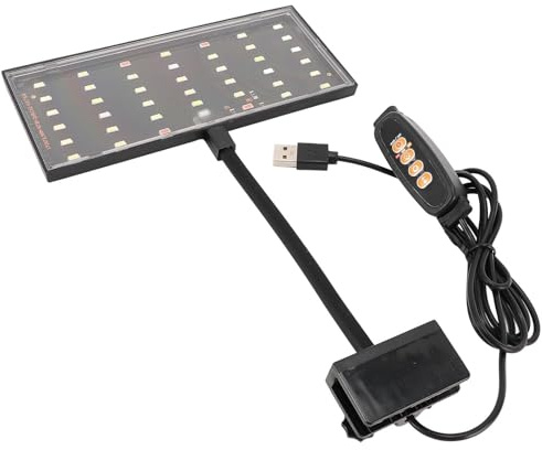 Ejoyous Akvarium LED-belysning, on Fullspektrum Akvariebelysning med USB-port, Dimbar, 10 Ljusstyrkanivåer, Timerfunktion för Planterade Akvarier