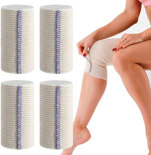 Yuqilin 4 Pezzi Benda Elastica Benda Elastica Autoadesiva Fascia Elastica Compressione Elastica Riutilizzabile per Il Supporto Alla Caviglia Fissaggio di Muscoli Braccia e Gambe Accessori Sportivi