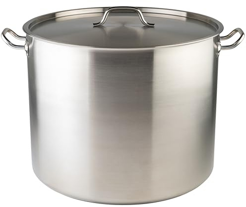 Winware Stainless Steel 80 Quart Stock Pot with Cover, Silver