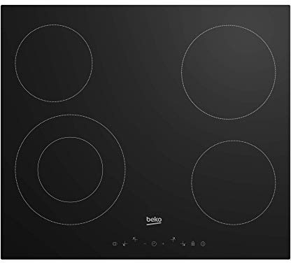 Beko HIC64402E - Placa Vitrocerámica Hic64402E Con 4 Zonas De Cocción